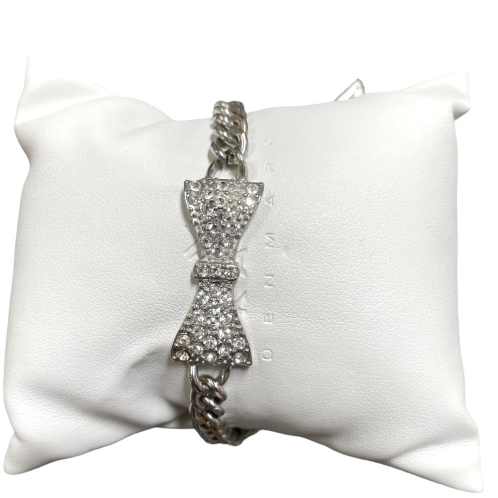 Guess Silver Bracelet w ribbon and Jem stones